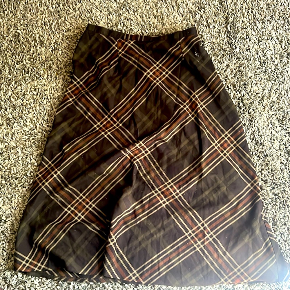 Romanian Clothes‎ Brown plaid wool a-line skirt